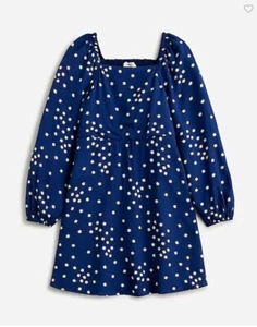 New Crewcuts Girls Navy Floral Puff Sleeve Square Neck Smocked Dress 10 12 14 16 - Picture 1 of 2