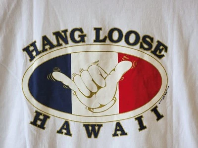 VTG 2002 HANG LOOSE HAWAII White T-Shirt SHAKA Red+White+Blue+Gold Unisex XL - Image 1 of 4
