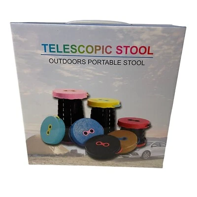Folding Blue Stool Portable Telescopic Seat Chair Camping Retractable Outdoor - Image 1 of 4