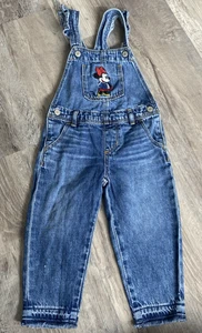 Baby Gap Disney Minnie Mouse Denim Overalls 3T Ruffle Strap Jeans Toddler - Picture 1 of 9