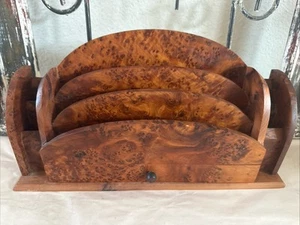 Antique Burl Wooden Desk Top Letter Organizer - Picture 1 of 7