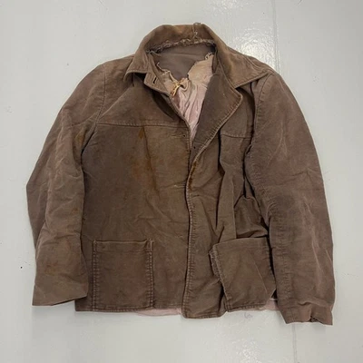 Vintage 40s Cheek Suede Brown Suede Distressed Jacket 1940s True Vintage - Image 1 of 4