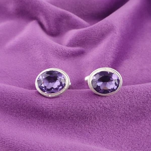 Natural Iolite 925 Silver Purple Christmas Gift Luxury Birthday Grooms Cufflinks - Picture 1 of 6