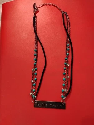 Bendice Tu Corazón Tono Cobre Colgante Multi Hilo Collar Cuentas Cuero Foto 1 de 3