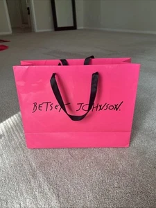 Vintage Betsey Johnson Hot Pink Schwarz Band Storefront Einkaufstasche 24 x18" - Bild 1 von 7