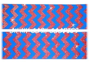 100 YARD ROLL SALE 2 1/4 PATRIOTIC ROYAL RED GLITTER CHEVRON GROSGRAIN RIBBON - Picture 1 of 1