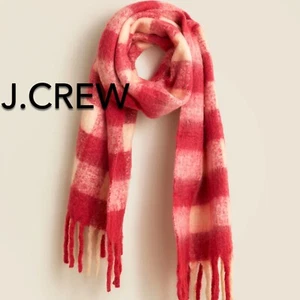 (NEW) Women's J.Crew Red Brushed Woven Scarf in Stripe - Size: One Size - Picture 1 of 7