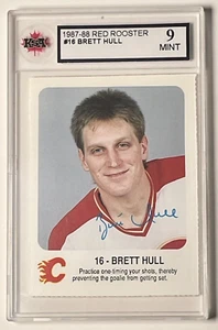 1987-88 Brett Hull Calgary Flames Red Rooster #16 KSA 9 Mint Hockey Card - Picture 1 of 2
