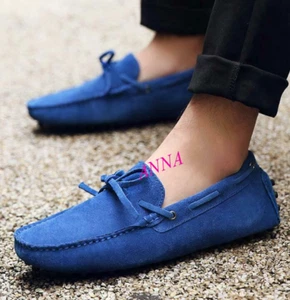 Men Casual Moccasins Driving Loafers Suede Leather Slip On Penny Shoes new - Picture 1 of 21