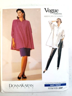 Shirt Skirt Pants 12 14 16 Vogue 2287 Sewing Pattern Donna Karan Loose Oversized - Image 1 of 4