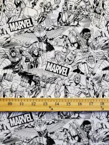 Tessuto 100% Cotone Stampa "Marvel's Hero Schizzato in Inchiostro Nero" / Larghezza 45" / SBY - Foto 1 di 1
