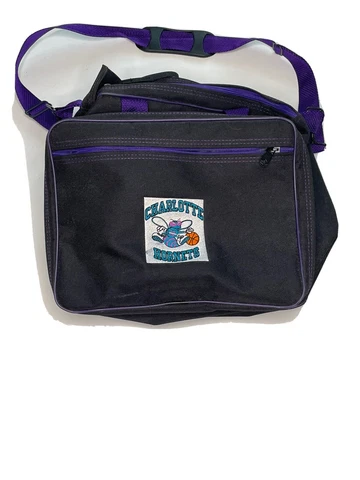 Vintage 90s Charlotte Hornets Black/Purple Messenger Bag NBA Authentic Cover