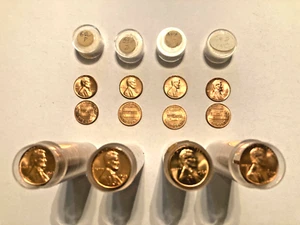 4 Rolls of BU Lincoln Cents 1962 P, 1963 D, 1964 P and 1964 D - Picture 1 of 5