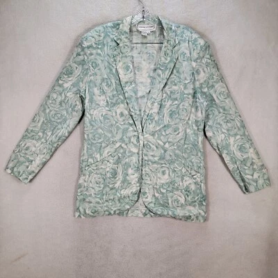 Blazer De Colección Años 90 Adrienne Vittadini Mujer Salvia Floral Lino Grandmacore Talla 10 Foto 1 de 4