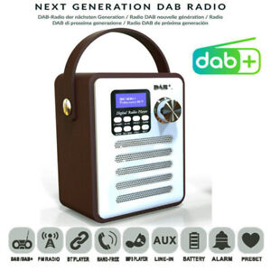 Wood Rechargeable Portable DAB Digital Retro Stereo MP3 Bluetooth FM Radio Audio
