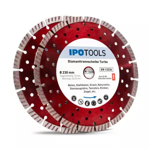 2er SET Profi Diamanttrennscheibe 230 Diamantscheibe 10mm Segment Beton Turbo - Bild 1 von 6