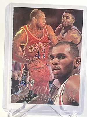 1996-97 Flair Showcase - Row 0 #16 Jerry Stackhouse Philly 76ers - Rare Sample - Image 1 of 3