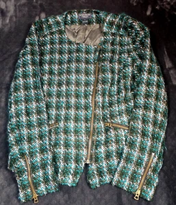 Lucky Brand Collection The Harper tweed asymmetrical zip up moto style jacket - Picture 1 of 7