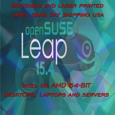 DVD de instalación OpenSuse LEAP 15.4 para computadoras de escritorio de 64 bits computadoras portátiles y servidores Stock en EE. UU. Foto 1 de 4