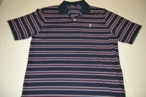 ASHWORTH GOLF NAVY BLUE RED WHITE STRIPED POLO SHIRT MENS SIZE XL - Picture 1 of 4