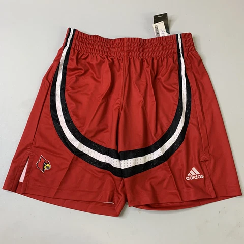 NWT Adidas Louisville Basketball Shorts Red Small NCAA Team Issue Logo Cover