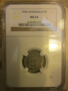 1936 5 CENTIMOS (PULLA) NGC 64 VENEZUELA - Picture 1 of 2