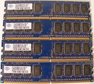 Nanya 4GB (4x1GB) NT1GT64U88D0BY-AD PC2-6400U Memory Set of 4 - Picture 1 of 2