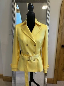 Tahari ASL New Yellow Waist Line Trench Coat Size 4 - Picture 1 of 12