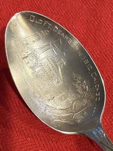 Fort Dearborn Chicago 1900 Indian Head Antique Sterling Shepard Spoon (S289) - Picture 1 of 15