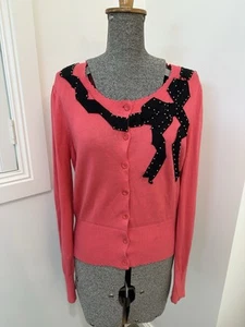 Alannah Hill Pink Knit Bow Appliqué Beaded Cardigan Hold Me Tightly Cardi 14 - Picture 1 of 18