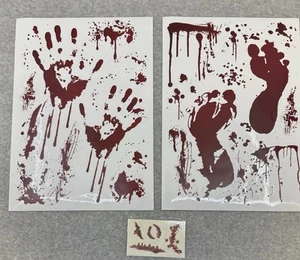 Bloody Hand Blood Foot Blood Splash Window Sticker Car Decal Party Wall Decor - Picture 1 of 15