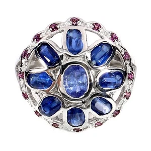 925 Sterling Silver Ring Oval Tanzanite 6x4mm Kyanite Gemstone Jewelry Size 7.5 - Picture 1 of 14