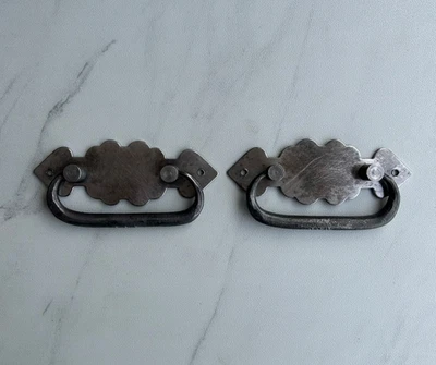 Vintage Victorian Style Iron Cabinet Drawer Door Drop Loop Handle Knob Pull 2pcs - Image 1 of 4