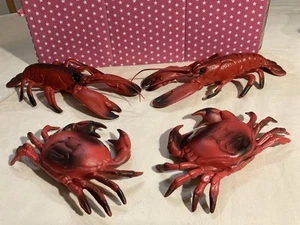 LOBSTER AND CRAB FIGURES FOR SEA THEMED BEACH PARTY, RESTAURANT DECOR OR PLAY - Picture 1 of 12