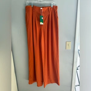 Halara Flex High Waisted Pocket Wide Leg Waffle Dress Pants Womens SZ XL Orange - Picture 1 of 10
