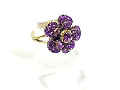 Anillo Precioso Púrpura Michal NEGRIN Cristales Talla Única Flor Israel Foto 1 de 4