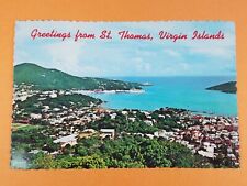 US Virgin Islands St Thomas Charlotte Amalie Harbor Postcard Vintage 1960-70s