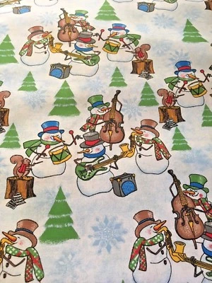 Alegría de Navidad - Banda de muñeco de nieve tela de algodón de estampados Santee - por 1/2 yarda Foto 1 de 4