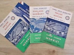 JOB LOT OF 3 ENGLAND SCHOOLS INTERNATIONAL FOOTBALL PROGRAMMES & 1956 SONG SHEET - Picture 1 of 4