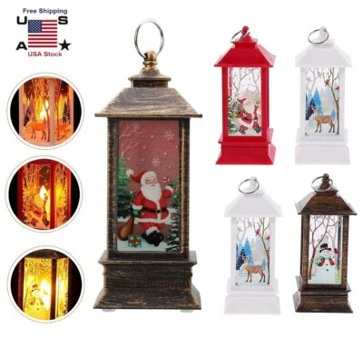 Flickering Candle LED Light Up Lantern Christmas Lamp Xmas Tree Hanging Ornament