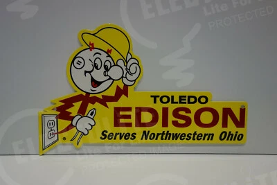 Reddy Kilowatt TOLEDO EDISON DIE CUT SIGN GREAT COLORS ELECTRICIAN GIFT SIGN - Image 1 of 3