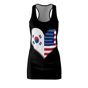 Para mujer Racerback Vestido Surcoreano Estadounidense Bandera Corazón Vestido Deportivo - Imagen 1 de 43