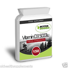 Vitamin D3 5000iu Potent 150 tablets Capsules bones Health Muscle Better Bodies