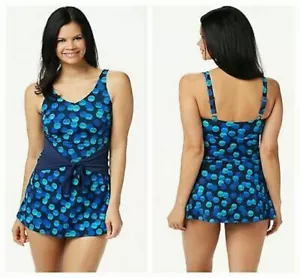 Vestido de baño Denim & Co. de playa cuello en V con cintura cinch - Imagen 1 de 2