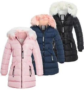 Mädchen wattierter Parka Mantel Kunstfell Fleece gefütterte Jacke Alter 3 4 7 8 9 10 11 12 13 - Bild 1 von 13