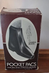Vtg CHUKKA BOOTS Pocket Pacs Over-the-Shoe Stretch Boots Med 8.5-9.5. CDC - Picture 1 of 8