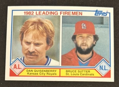 1983 年 Topps“1982 年领先消防员”Dan Quisenberry Bruce Sutter 棒球卡 708 — 第 1/2 张图片