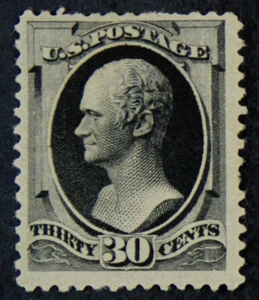 US # 190 *MINT NO GUM { 30c BLACK HAMILTON } "SCARCE SOFT POROUS PAPER 1879 THIN - Picture 1 of 5