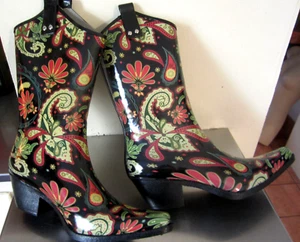 NOMAD Hippy Western Pull On Rubber Cowboy Boots Size 10 (9) NEW - Picture 1 of 13