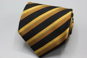 XMI PLATINUM Silk Tie. Brown with Black Stripes. - Picture 1 of 4